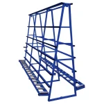 A blue vertical production rack