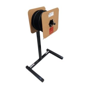 A black roll dispenser featuring a brown square front and back