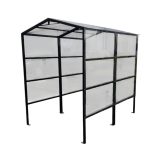 A metal smoking shelter